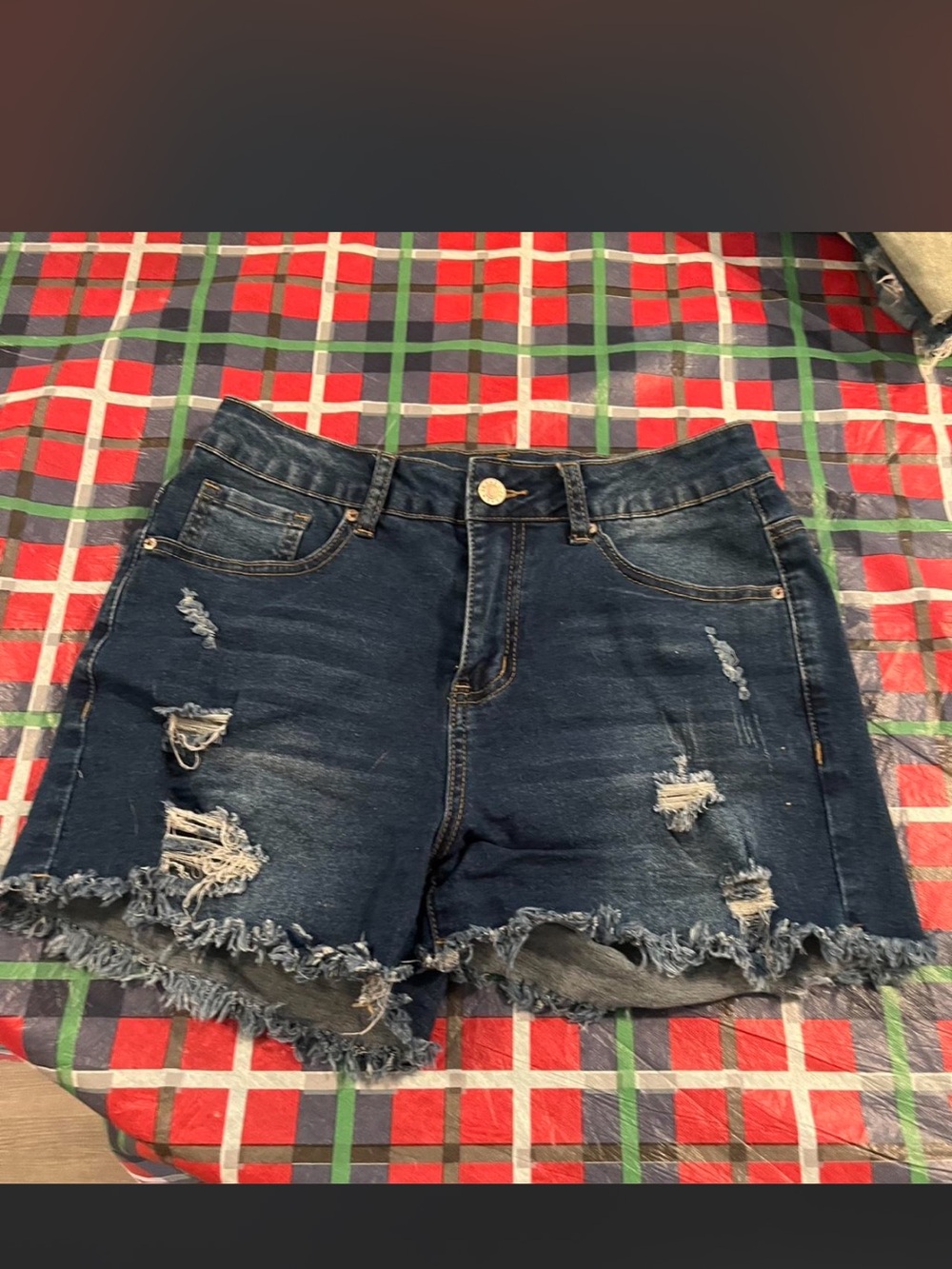 Amazon Dark Blue Distressed Denim Women's Shorts